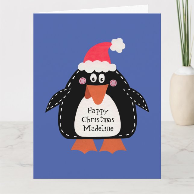 Carte Pingouin de Noël personnalisé (Devant)