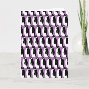 Carte Pingouin Motif violet noir blanc