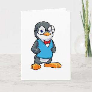 Carte Pingouin Nerd avec lunettes
