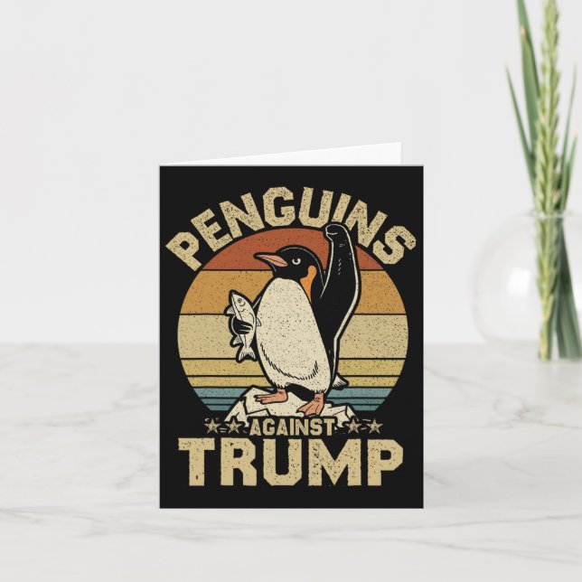 Carte Pingouin palmes vers le haut résiste aux pingouins (Devant)