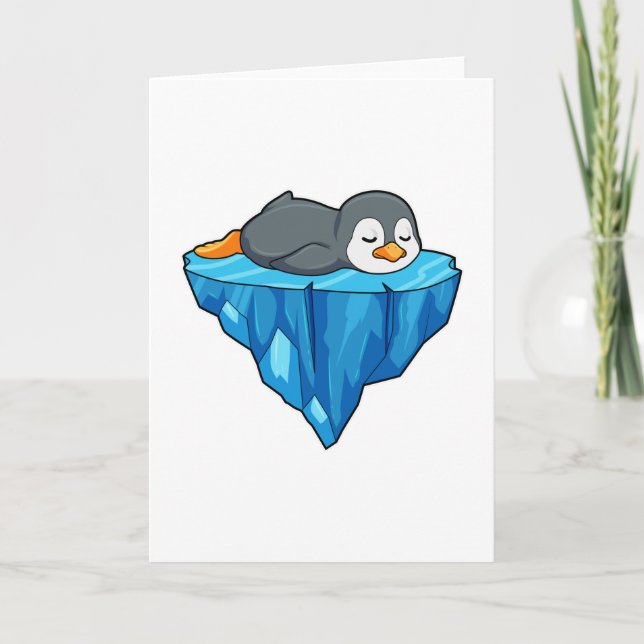 Carte Pingouin sur glace floc (Devant)