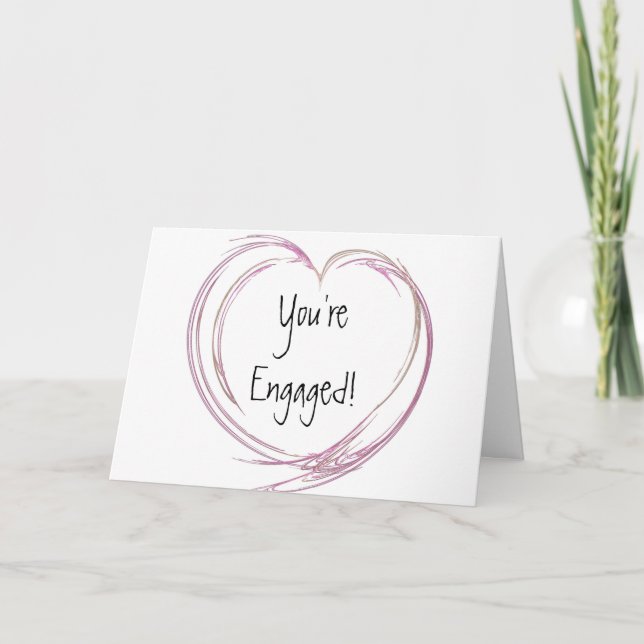 Carte Pink Abstract Heart Engagement (Devant)