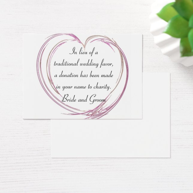 Carte Pink Abstrait Heart Mariage Charity Favor Ca (Bureau)