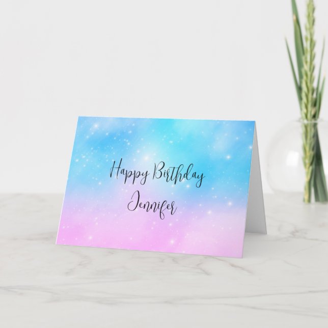Carte Pink and Blue Pastel Gradient Sky Anniversaire (Devant)