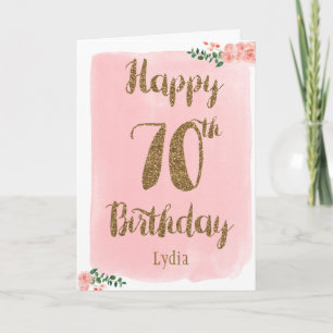 Carte Pink and Gold Happy 70th Birthday Card