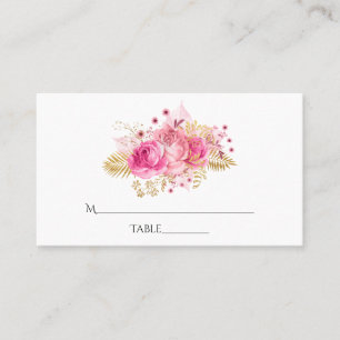 Carte Pink and Gold Tropical Floral Place