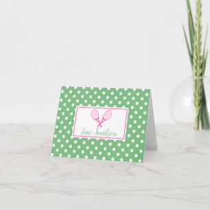 Carte Pink and Green Preppy Tennis Note Card