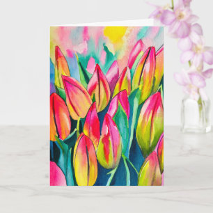 Carte Pink aquarelle tulipe art