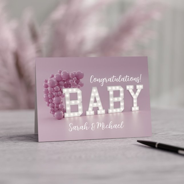 Carte Pink Baby Girl New Parents Félicitations Card (Congratulations! There's a new baby in the house. Send this card to the new parents.)