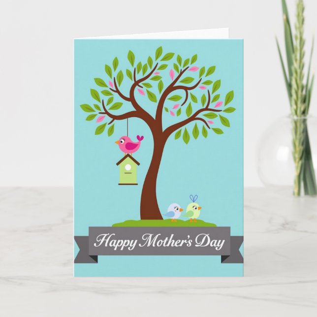 Carte Pink Bird Mothers Day Message Card (Devant)