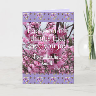 Carte Pink Blossoms floral Focus sur la Joy Card