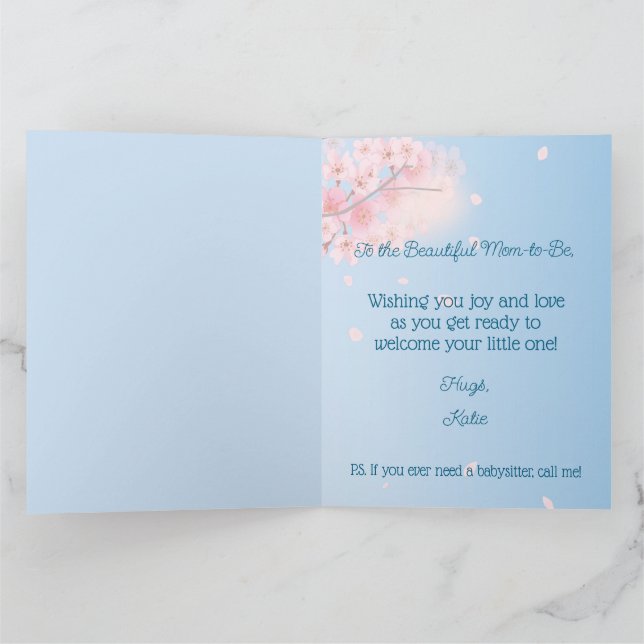 Carte Pink Blue Green Pregnant maman-to-be Baby shower (Intérieur)
