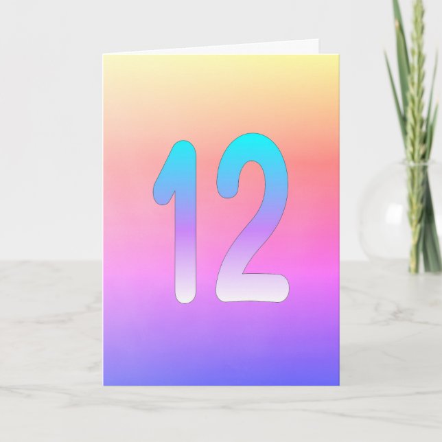 Carte Pink Blue Purple Gradient 12e anniversaire (Devant)