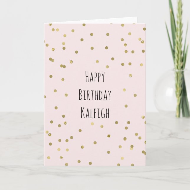 Carte Pink Blush Gold Sparkle Confetti Anniversaire (Devant)