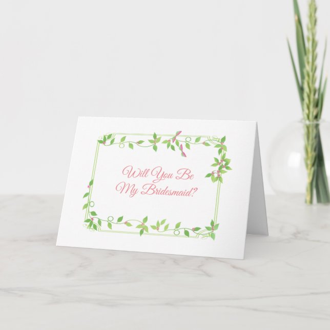 Carte Pink Buds sur Green Ivy Mariage Bridesmaid (Devant)