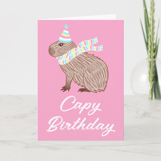 Carte Pink Capy Anniversaire Funny Capybara Lover Card (Devant)