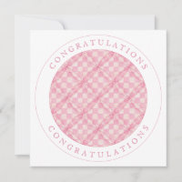 PINK CHECK QUILT Carré Flat Félicitations Card