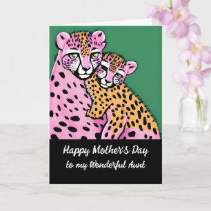 Carte Pink Cheetah Mom + Cube Tante Fête des mères