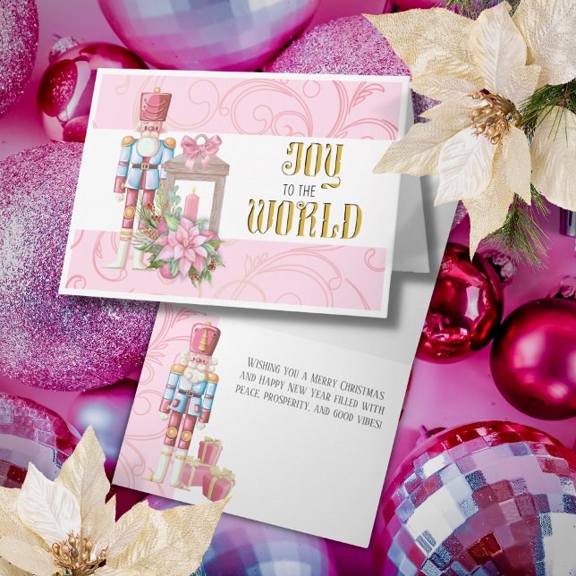 Carte Pink Christmas Nutcracker Joy to the World Card (Créateur téléchargé)