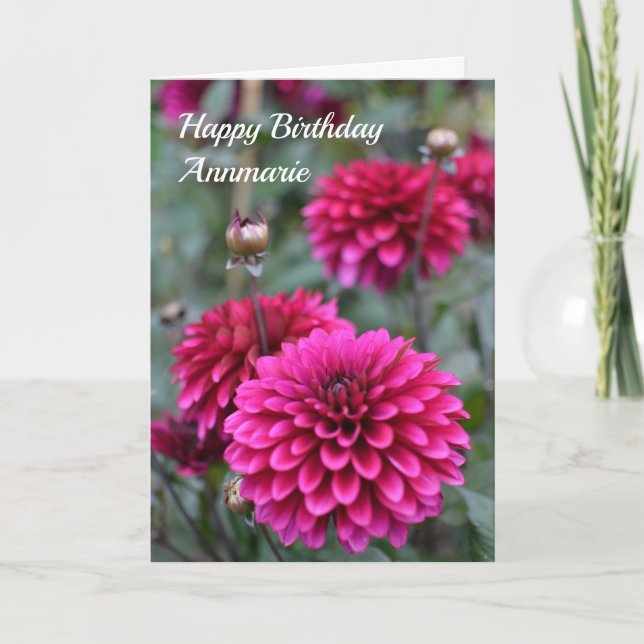 Carte Pink Dahlia Floral photo Joyeux anniversaire (Devant)