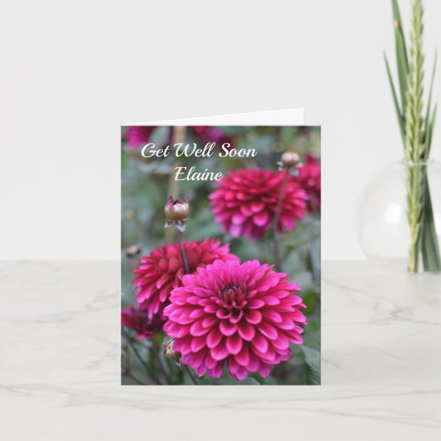 Carte Pink Dahlia Floral Photo Personnelle Se Bien Bient (Devant)