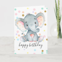 Pink Elephant Girls Birthday Polka Dot Glitter Fun