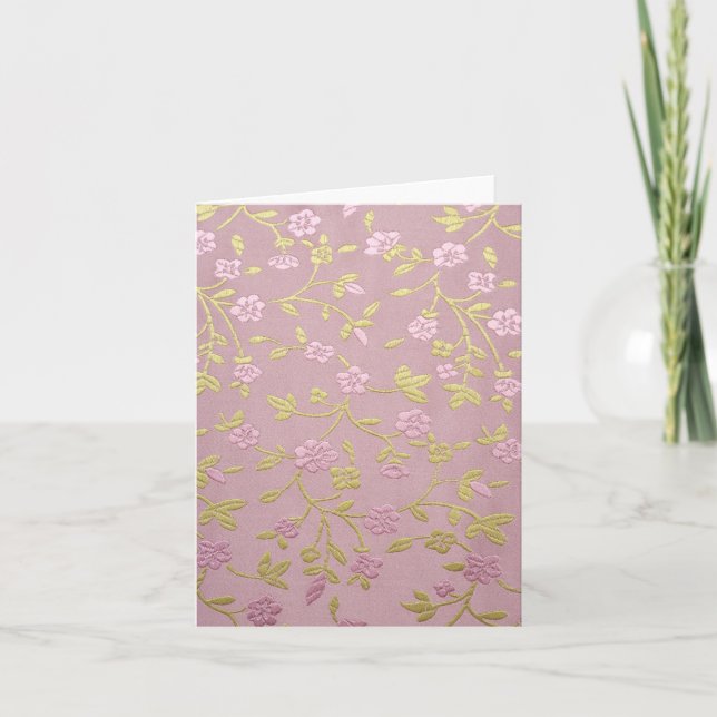 Carte Pink Embroidered Flowers (Devant)