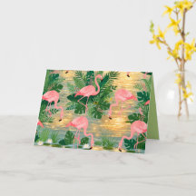 Pink Flamingos Golden Sunset Lagoon Tropical Vibe