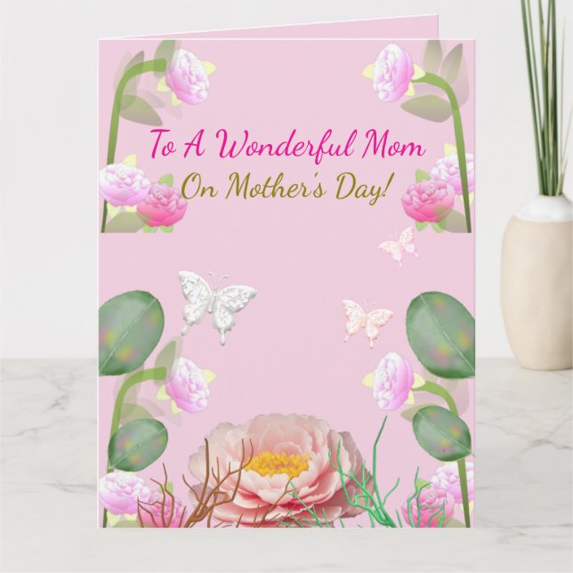 Carte Pink Floral Garden Mother's Day (Devant)