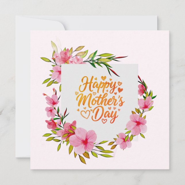 Carte Pink Floral "I Love You Mom" Happy Mother's Day (Devant)