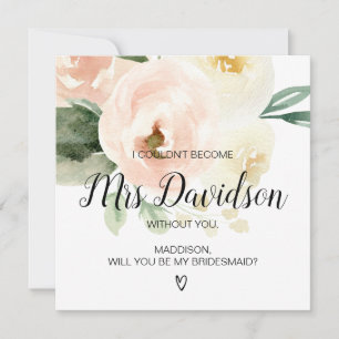 Carte Pink Floral Seras-Tu Ma Demande De Mousseline