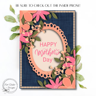 Carte Pink Florals "Happy Mother's Day" on Navy