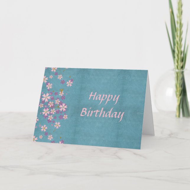 Carte Pink Flower Birthday Card (Devant)