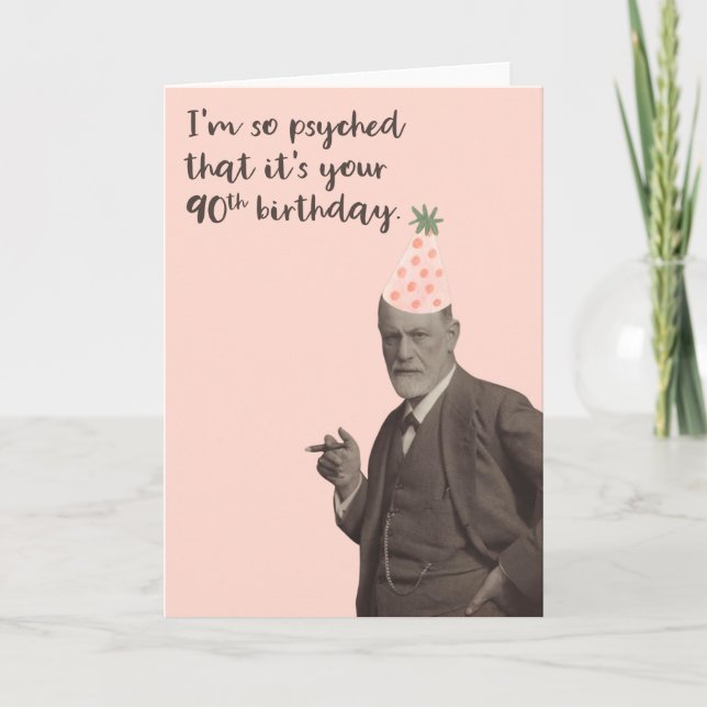 Carte Pink Freud Funny 90e anniversaire (Devant)