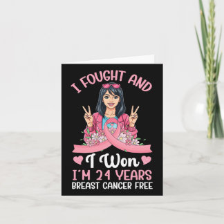 Carte Pink Girl I Fought Et I Won I'm 24 Years Breast C