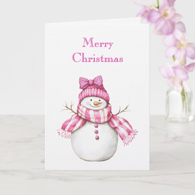 Carte Pink Glam Snowman Snowwoman Christmas (Orchidée)