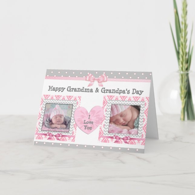 Carte Pink & Grey Grand-Parrain's Day "I Love You" (Devant)