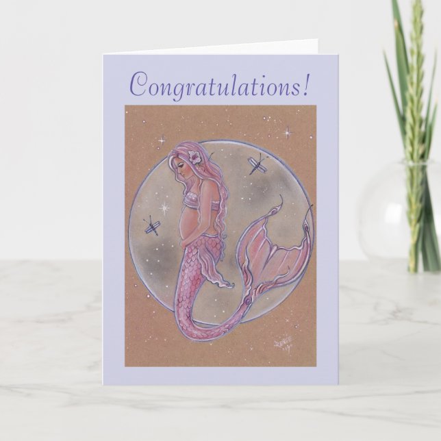 Carte Pink grossesse mermaid félicitations nouvelle mama (Devant)