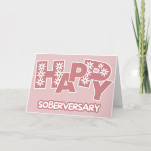 Carte Pink Happy Soberversary, Anniversaire De Sobriété