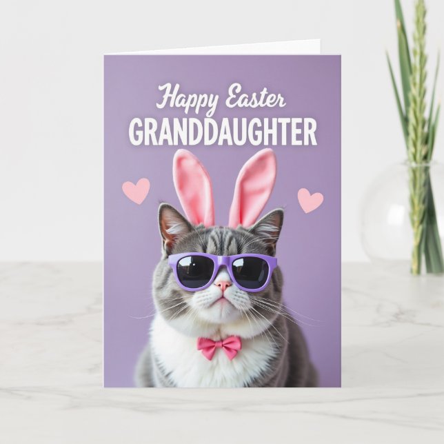 Carte Pink Heart Granddaughter Easter Card (Devant)