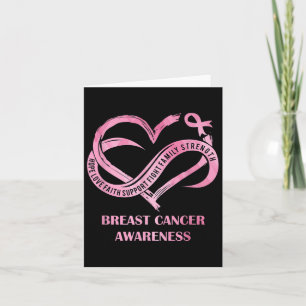 Carte Pink Heart Hope Love Faith Cancer du sein Sensibil