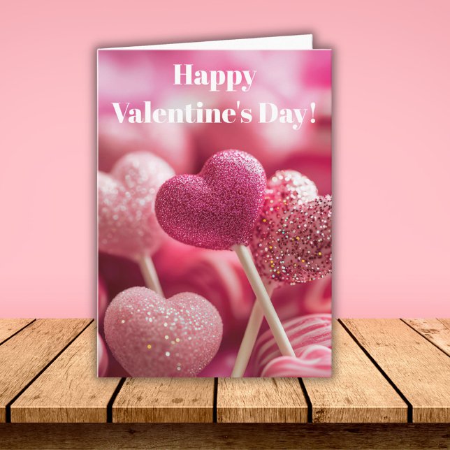 Carte Pink Heart Lollipop Design Valentine`s Day Card  (Créateur téléchargé)