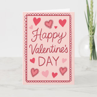 Carte Pink Hearts Happy Valentines Day Greeting