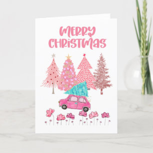 Carte Pink Joyeux Arbres de Noël