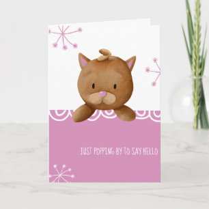 Carte Pink Juste Papper Pour Dire Bonjour Chat Mignonne