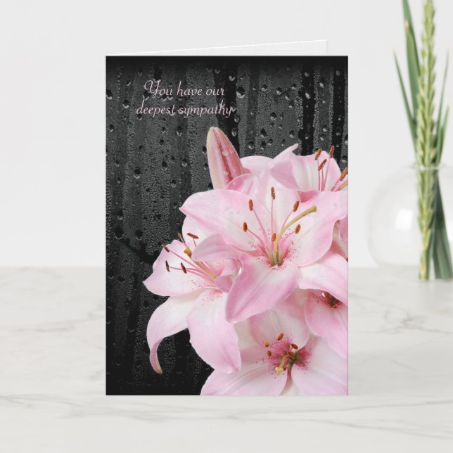 Carte Pink Lilies et Raindrops Sympathie (Devant)