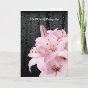 Carte Pink Lilies et Raindrops Sympathie