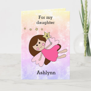 Carte Pink Magic Fairy 4th Birthday Card