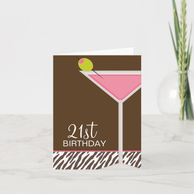 Carte Pink Martini et motif zèbre (Devant)