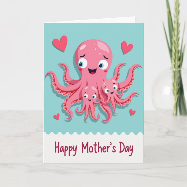 Carte Pink Octopus Mothers Day Card (Devant)